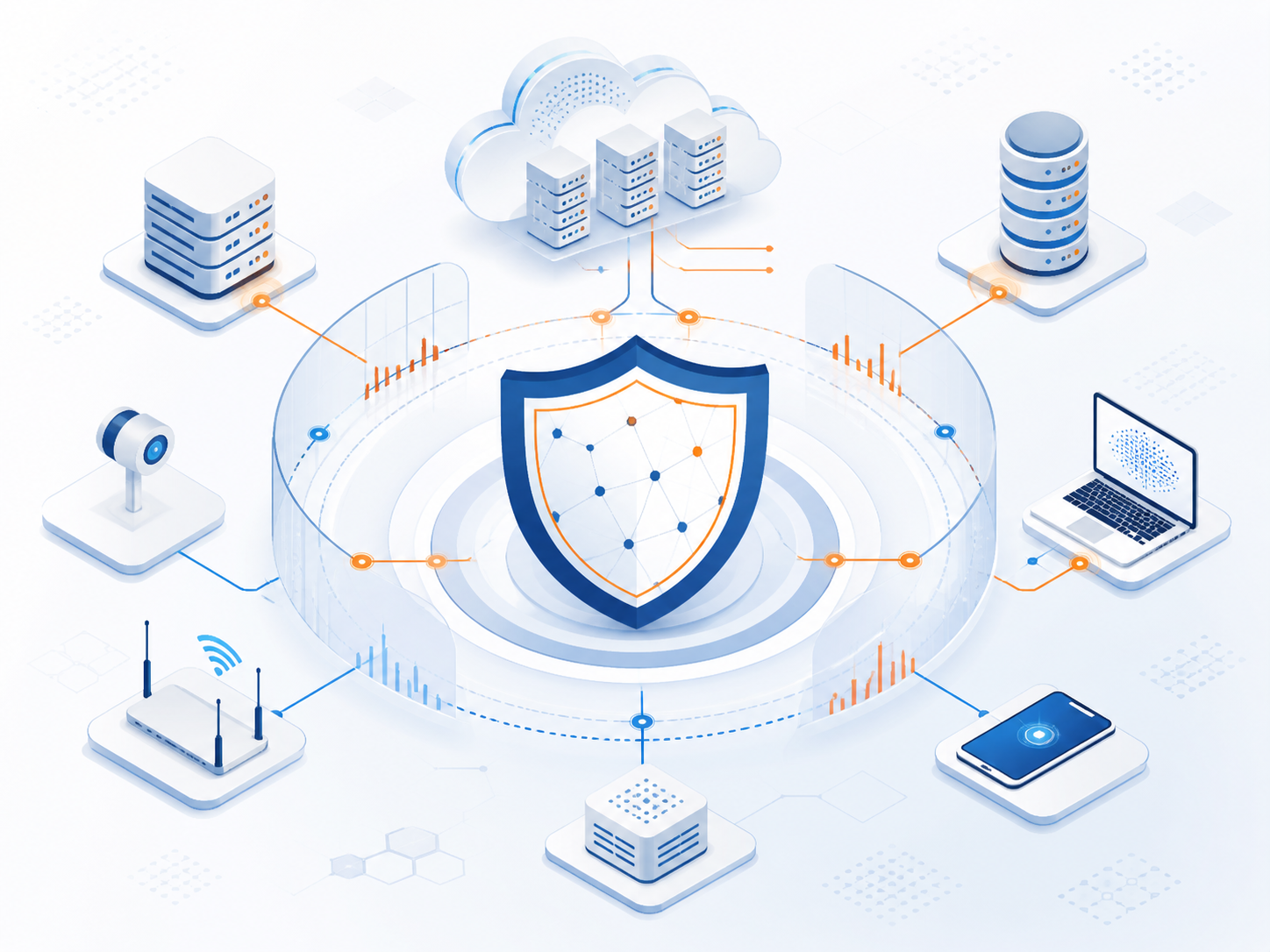Illustration of protected cloud infrastructure and secure network paths