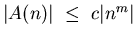 $\vert A(n)\vert  \leq  c\vert n^m\vert$