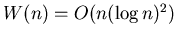 $W(n)=O(n(\log n)^{2})$